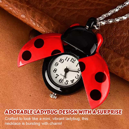 🐞 Marienkäfer-Taschenuhr-Halskette