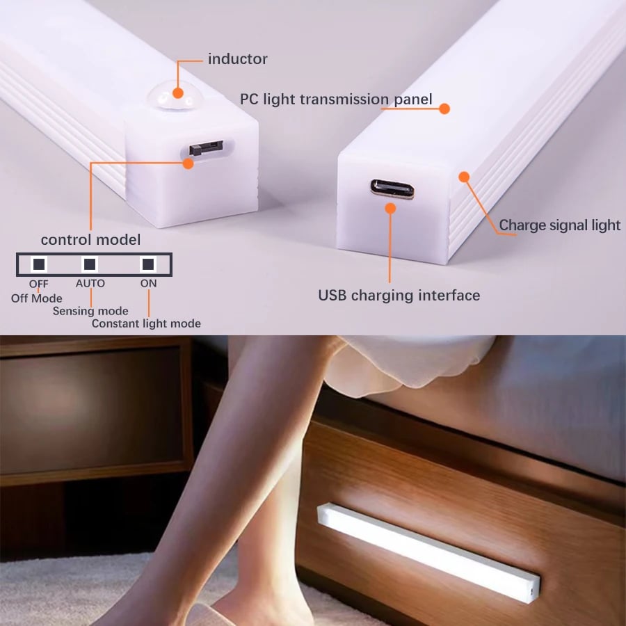 đ„TidsbegrĂ€nsat erbjudande - uppladdningsbar LED-lampa, ingen stansning krĂ€vs, smart sensor, magnetisk