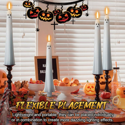 🎃👻 Fjärrstyrt spökljus med 3D-flammande veke 👻🎃