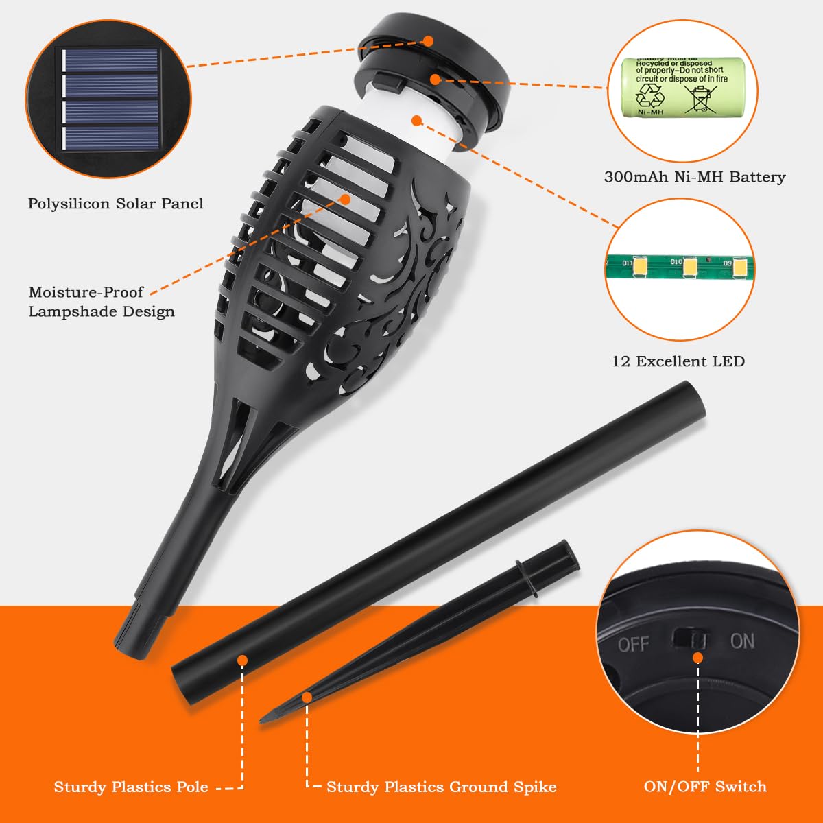 🔥2025 solcellslampor - utomhusinredning med fladdrande lågor